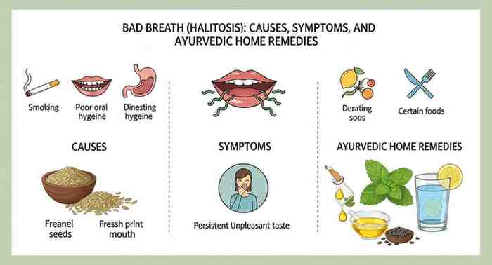 मुंह की दुर्गंध (Halitosis) के कारण, लक्षण और घरेलू आयुर्वेदिक उपचार