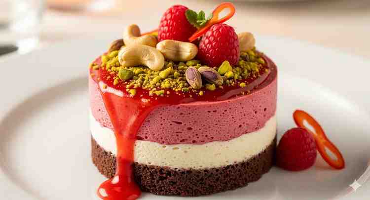 Red Pepper Raspberry Praline Dessert