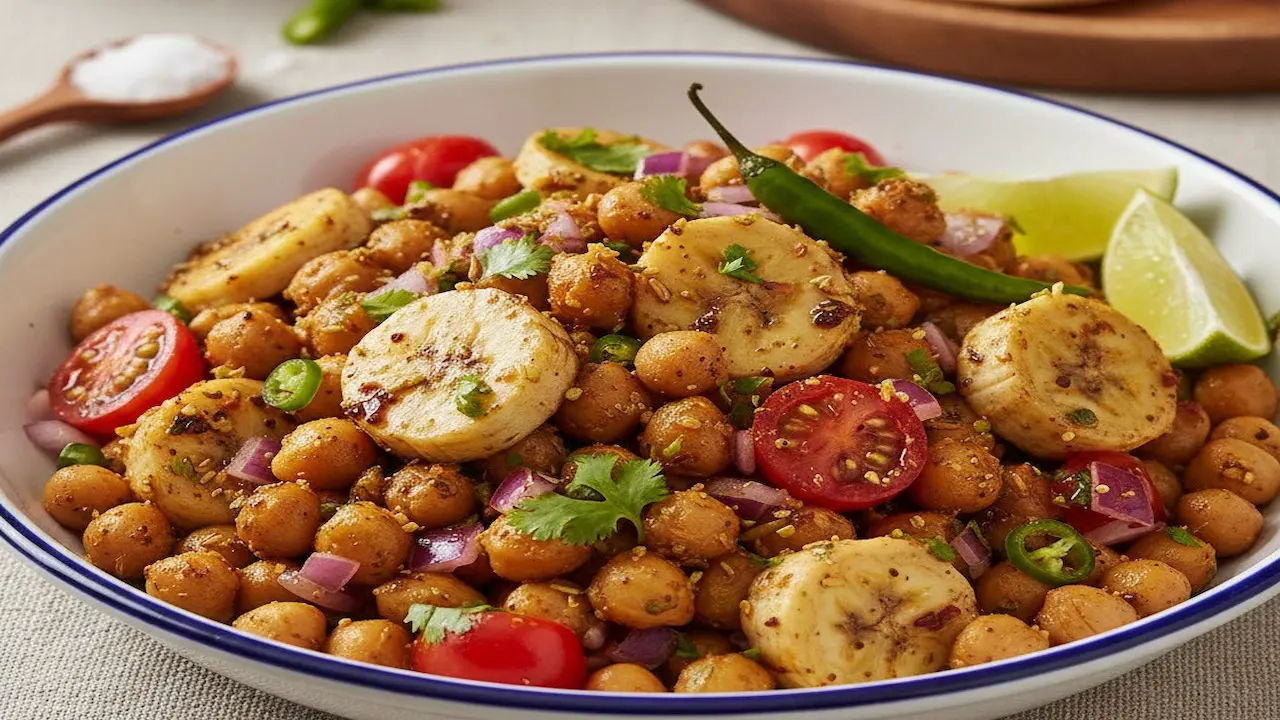 केला और चने का मसालेदार चाट-स्टाइल सलाद, इंडियन फ्यूज़न हेल्दी रेसिपी